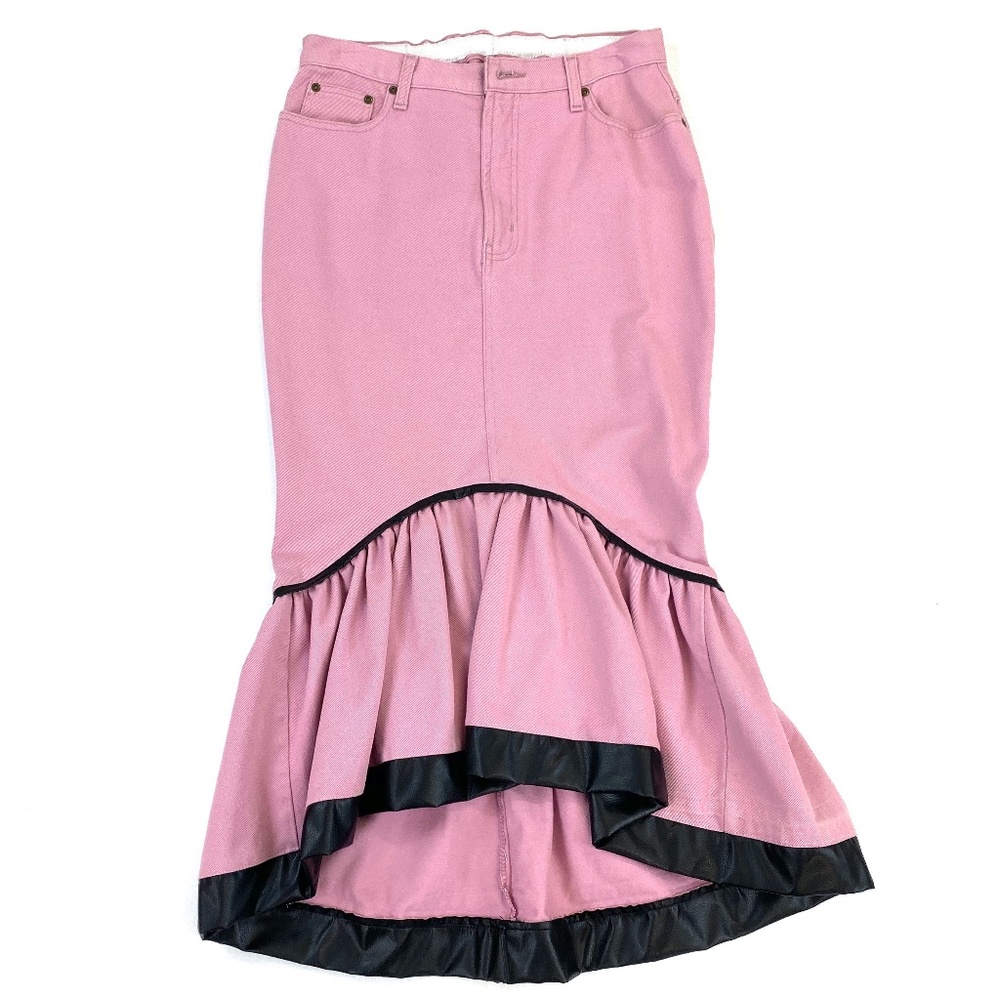 Pink Denim Fishtail Skirt- says 14, runs very sma